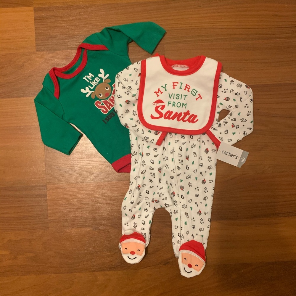Newborn Christmas bundle pj/ onesie / vest set